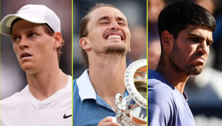 Sinner, Zverev, Alcaraz (từ trái qua) được nhận thêm tiền thưởng từ thành tích thi đấu năm ngoái 