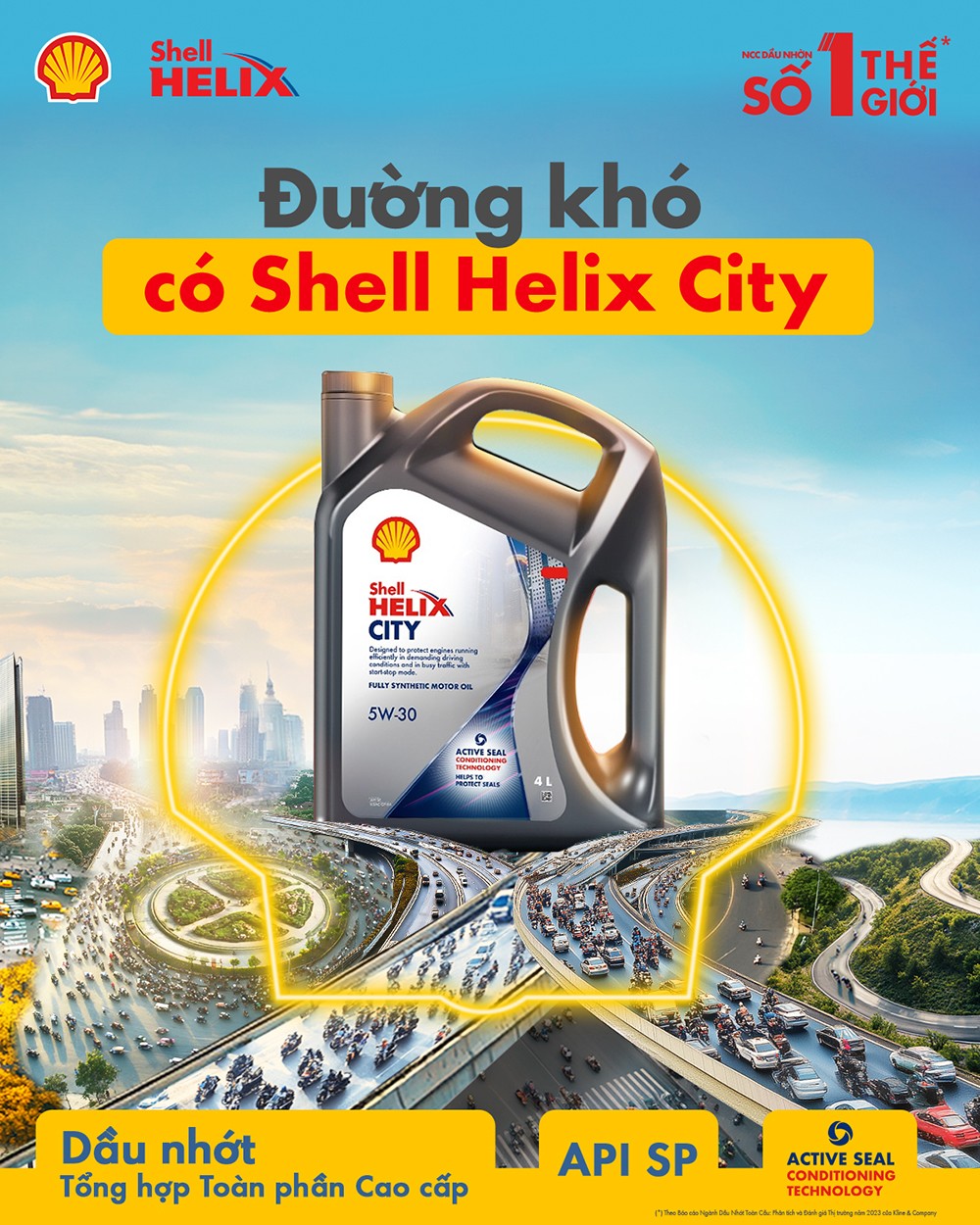 Shell Helix City 5W-30 - tiêu chuẩn API SP mang lại hiệu suất tối ưu cho 