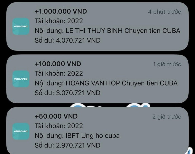 Tài khoản nhiều năm không sử dụng bất ngờ nhận được tiền ủng hộ Cuba. (Ảnh: Trung Thanh Vu)