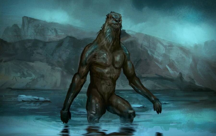 Sinh vật huyền thoại Kushtaka có hình dạng giống rái cá. Ảnh: Pinterest