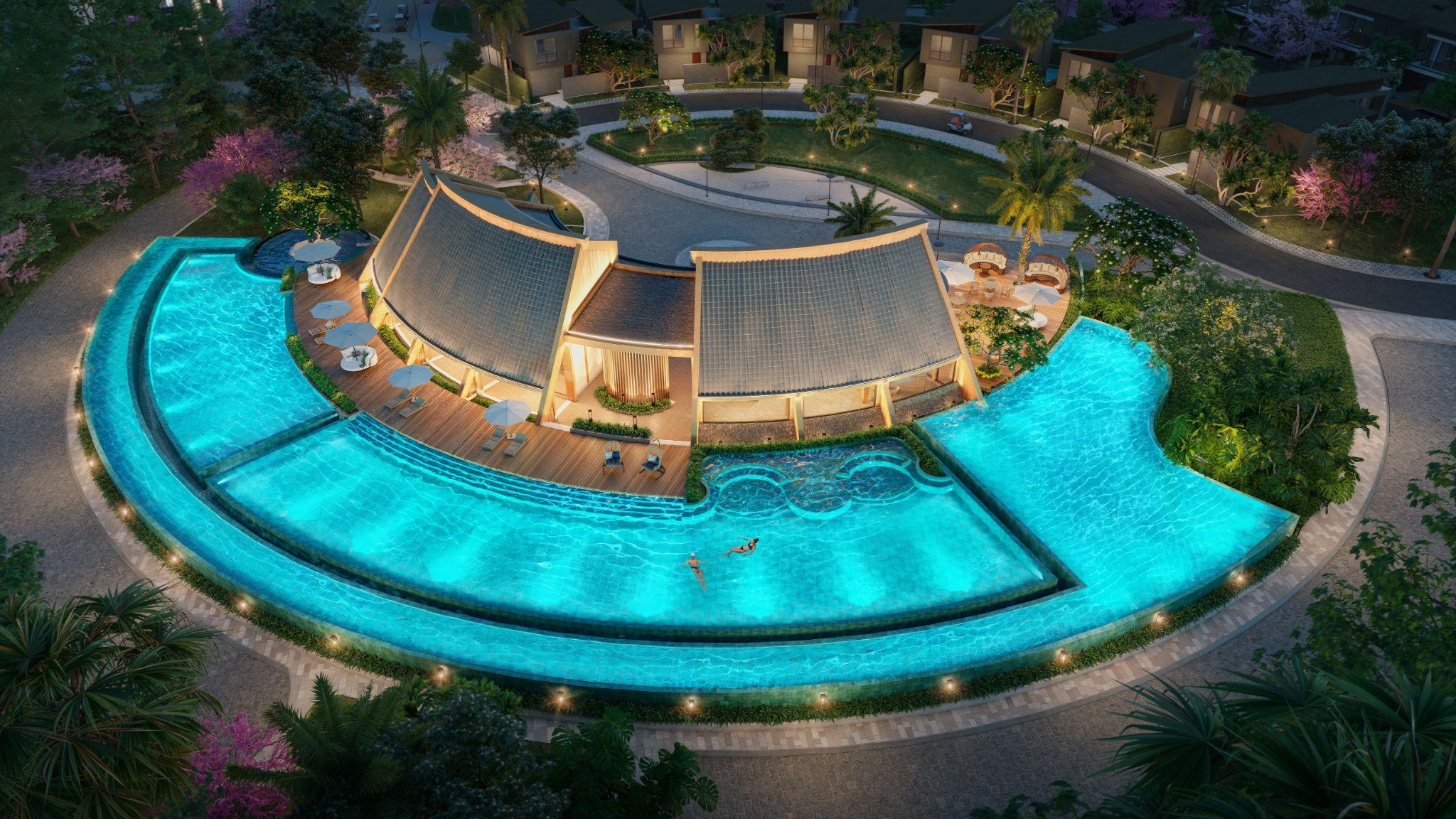 Quảng trường Mặt trời với hệ thống bể bơi vô cực, bể bơi trẻ em, vườn Nhật,… đặc quyền tiện ích dành riêng cho chủ nhân Tokyu Retreat