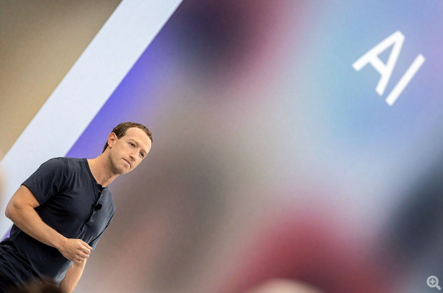 Mark Zuckerberg trong bài phát biểu năm 2023. Ông thúc đẩy tăng tương tác với chatbot AI. Ảnh: REUTERS