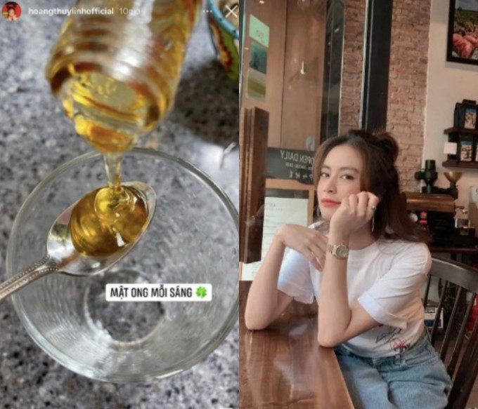 Hoàng Thùy Linh có thói quen uống nước mật ong mỗi sáng. Ảnh: Instagram hoangthuylinhofficial