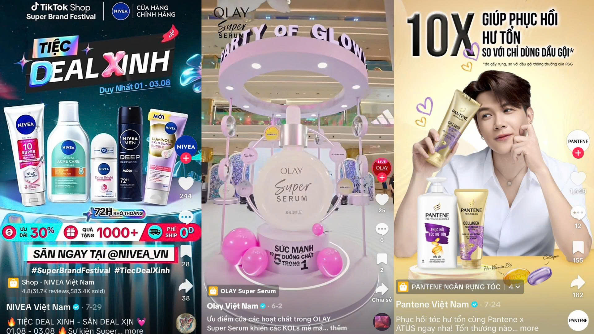 NIVEA, Olay, Pantene bứt phá trên TikTok Shop