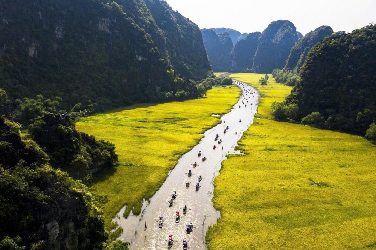 Tam Cốc – Thung lũng vàng óng, điểm check-in lý tưởng dịp lễ. Ảnh Phạm Ngọc Thạch