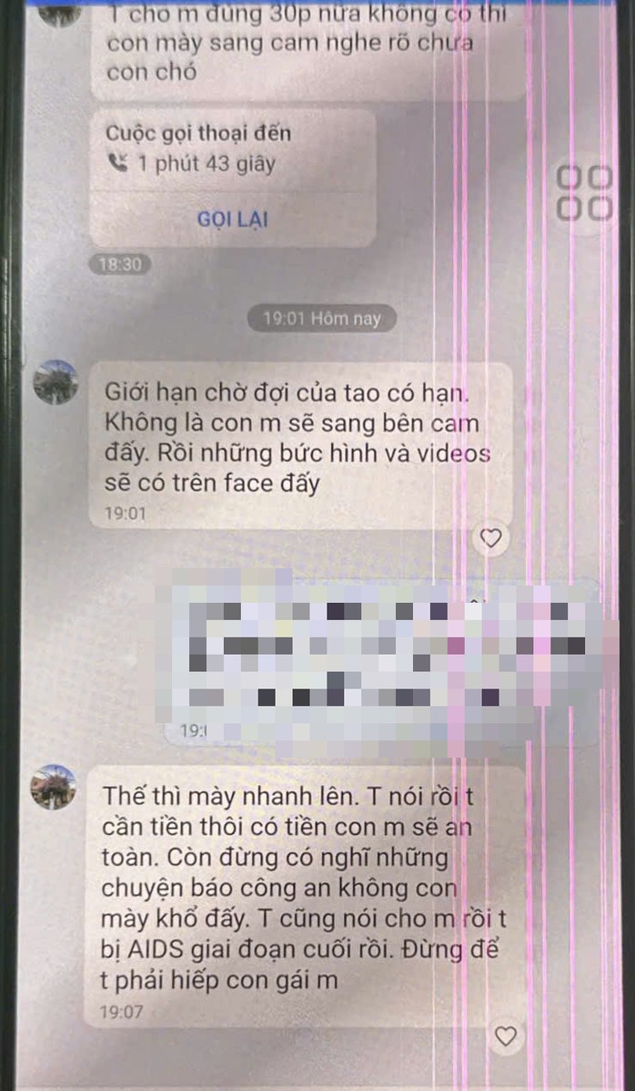 Kẻ xấu liên tục đe dọa người nhà, yêu cầu chuyển tiền