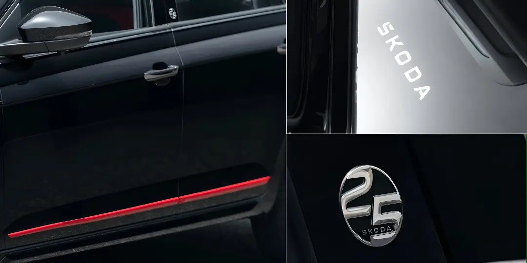 Phiên bản giới hạn Skoda Slavia có màu sơn đen toàn bộ, điểm xuyết bởi các chi tiết màu đỏ Tornado và bộ body kit Monte Carlo.