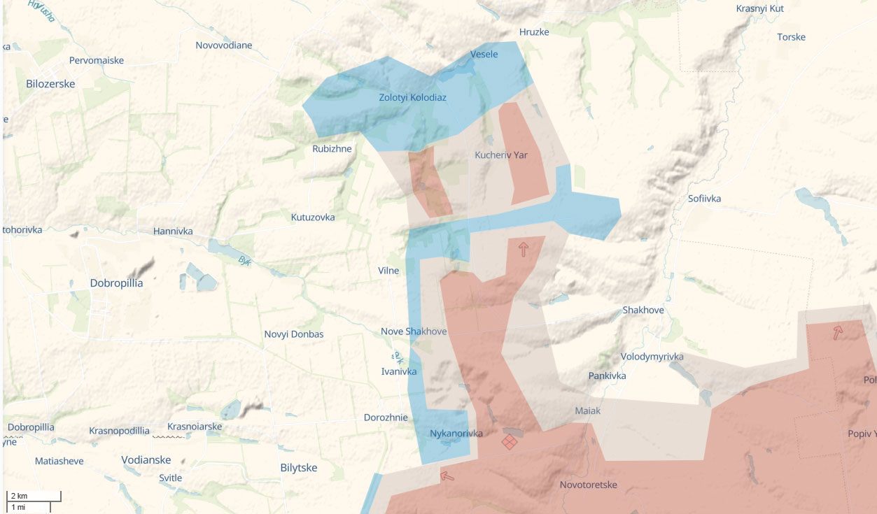 Bản đồ do DeepState cập nhật cho thấy Ukraine đã “bẻ gãy” mũi tiến công mà Nga tạo ra vào tuần trước. Ảnh: DeepState.