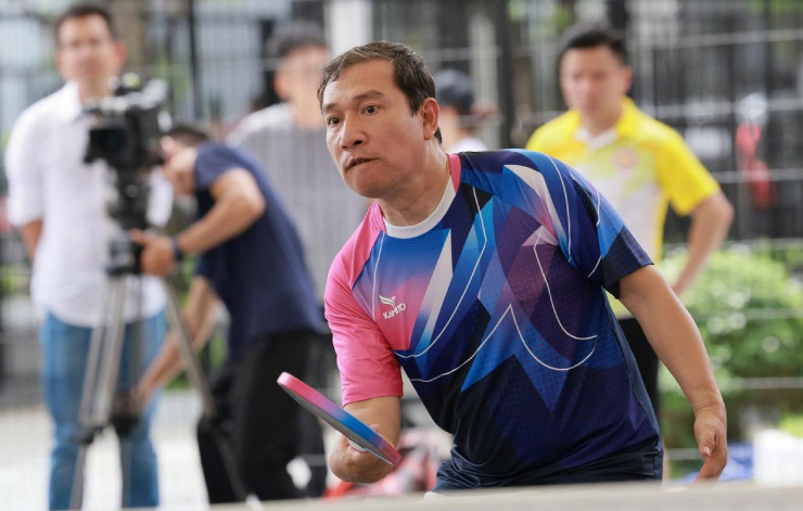 Diễn viên Quang Thắng đã tham dự nhiều giải pickleball lớn, nhỏ tại Việt Nam. Ảnh Facebook nhân vật