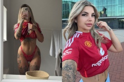 Hot girl "như không mặc gì" sơn hình áo đấu MU lên người, bị cấm vào Old Trafford