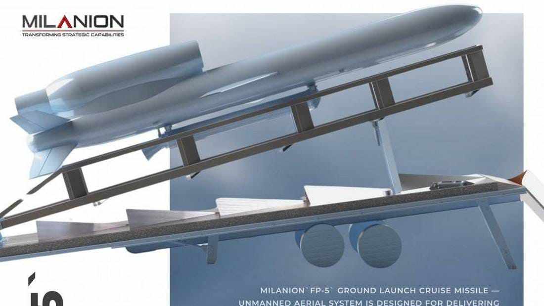 Tên lửa Flamingo sử dụng cơ chế phóng tương tự như phiên bản FP-5 do Tập đoàn Milanion (UAE) phát triển. Ảnh: Euromaidan Press.