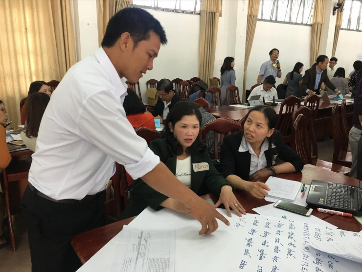 Giáo viên tập huấn chương trình giáo dục phổ thông 2018. Ảnh: NGHIÊM HUÊ