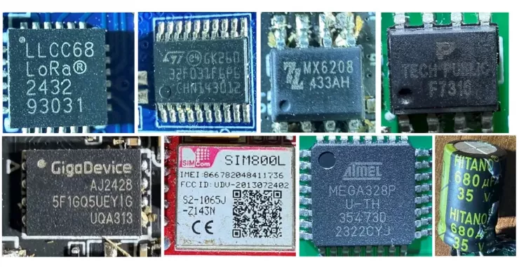 Một số linh kiện mà Ukraine cho là có nguồn gốc nước ngoài trên mẫu UAV mới của Nga. Ảnh tổng hợp: GUR