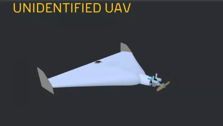 Mô hình UAV mới của Nga (chưa rõ tên gọi) do tình báo quân sự Ukraine công bố. Nguồn: GUR