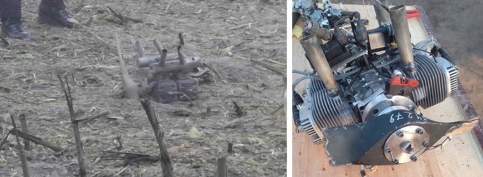 Động cơ MD550 - mẫu động cơ được Nga sử dụng rộng rãi trên máy bay không người lái Shahed. Ảnh: Defense Express