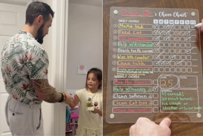 Michael Madden, ở Mỹ đang nhận tiền nhà từ con gái 6 tuổi và lập bảng chi tiêu cho con. Ảnh: People