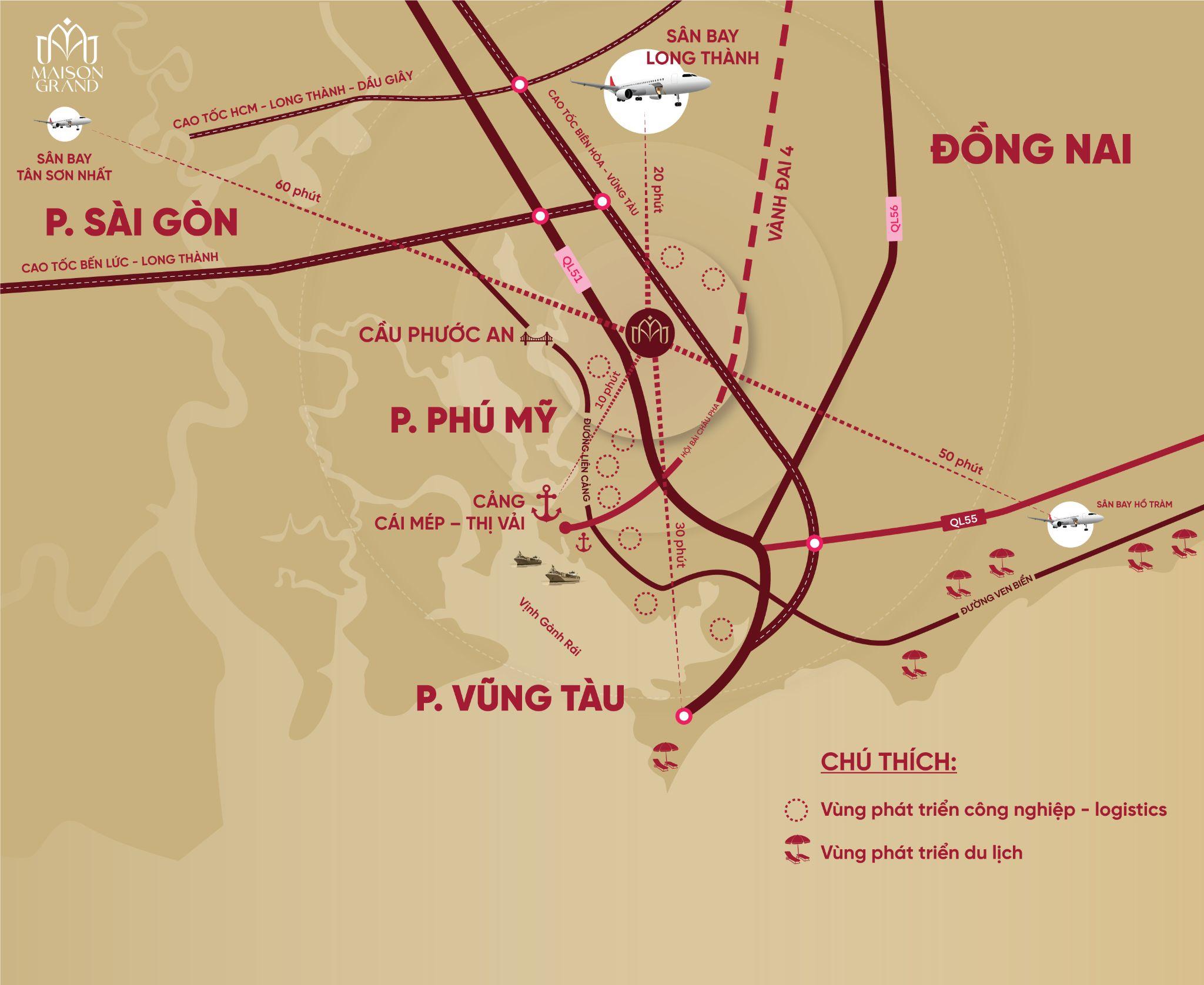 Bản đồ kết nối giữa P. Phú Mỹ và các khu vực lân cận