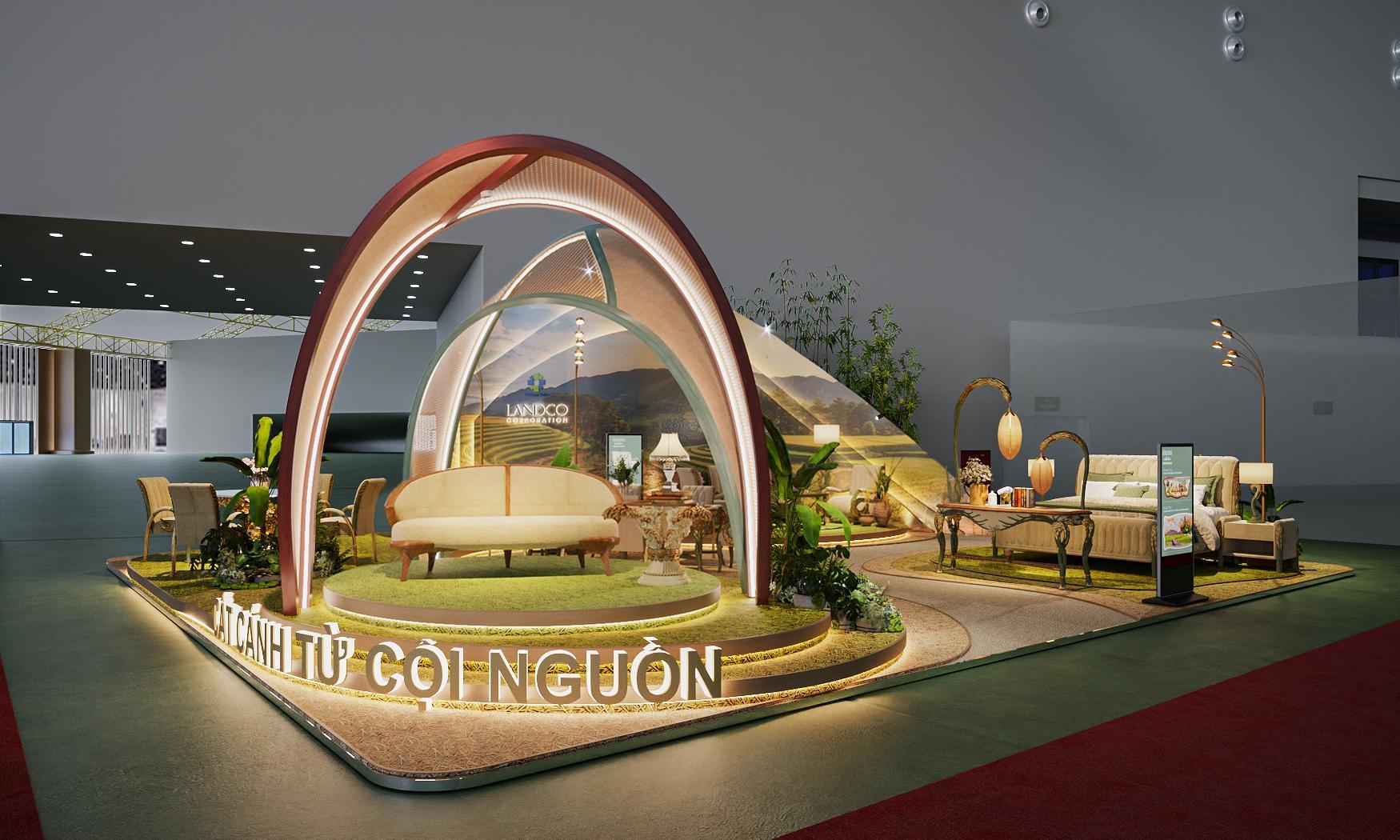 Sự đan xen của hai dạng mái vòm tại không gian trải nghiệm nội thất Đòng Đòng giúp tạo ra một dòng chảy thị giác, kể câu chuyện về sự chuyển tiếp từ gốc rễ vững chãi đến ước mơ bay cao.