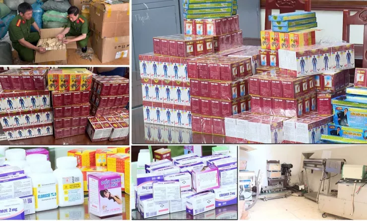 Công an tỉnh Thanh Hóa triệt phá đường dây sản xuất, buôn bán thuốc giả quy mô lớn hồi tháng 4-2025. Ảnh: Công an tỉnh Thanh Hóa