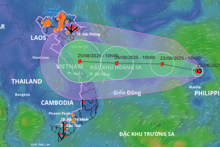 Bão số 5 dự báo sẽ đi thẳng vào Bắc Trung Bộ.
