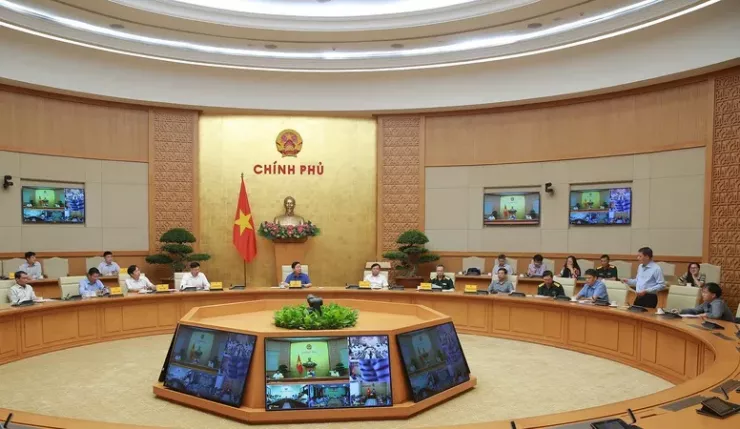 Toàn cảnh cuộc họp ứng phó với áp thấp nhiệt đới có thể mạnh lên thành bão số 5 (cơn bão Kajiki) khi đi vào biển Đông. Ảnh: VGP