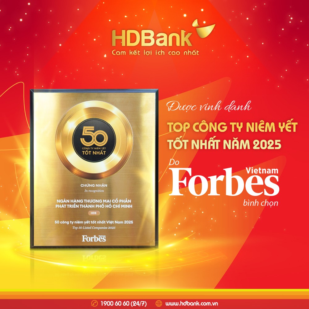 HDBank vào Top 50 Doanh nghiệp niêm yết tiêu biểu nhất 2025 - 2