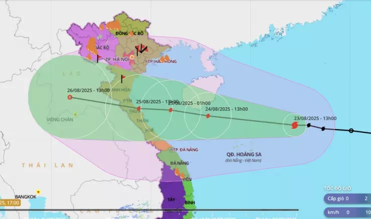 Hình ảnh hướng di chuyển của bão số 5