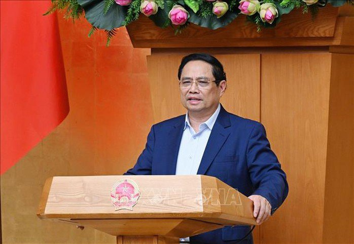 Thủ tướng Phạm Minh Chính phát biểu tại cuộc họp. Ảnh: TTXVN