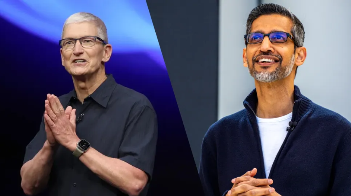 CEO Apple - Tim Cook (bên trái) và Richard Pichai (CEO Google).