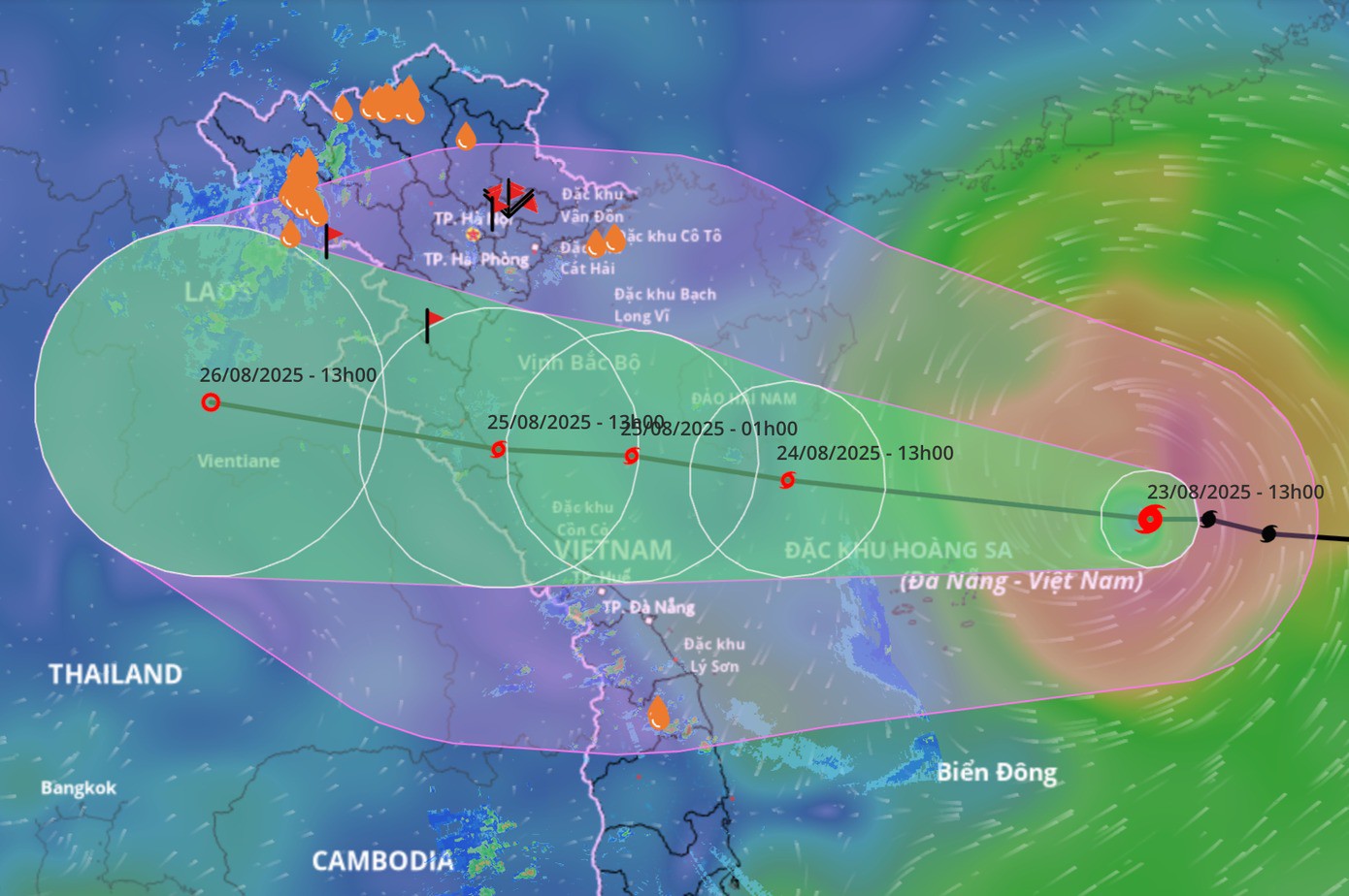 Dự báo đường đi của bão số 5. Ảnh: TPO