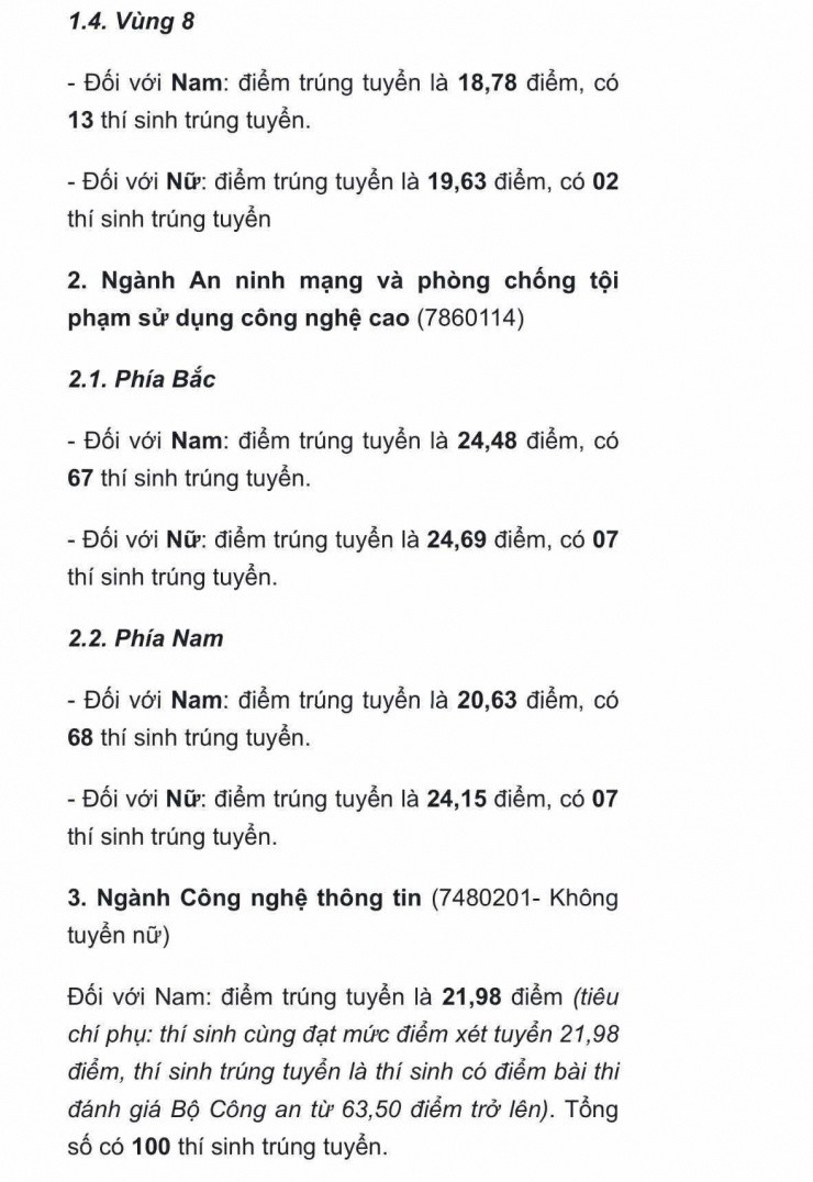 Điểm chuẩn các trường công an nhân dân năm 2025 - 2