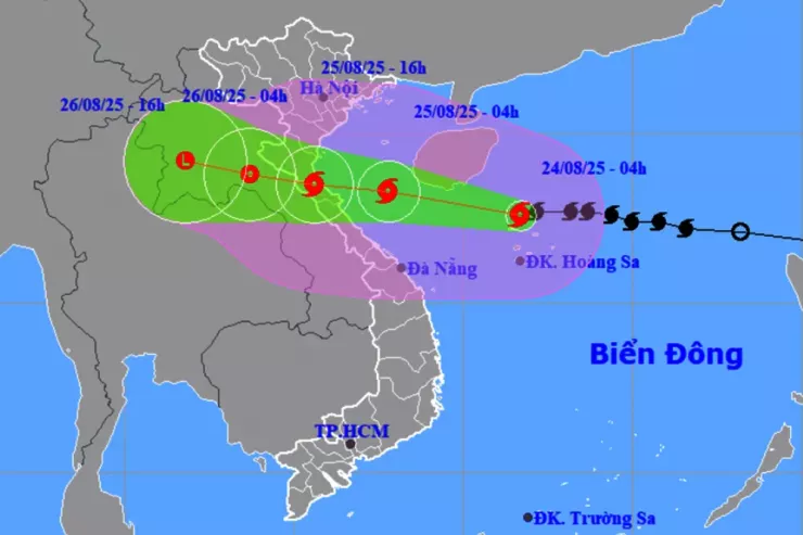 Vị trí, đường đi của bão số 5. Ảnh nchmf.gov.vn