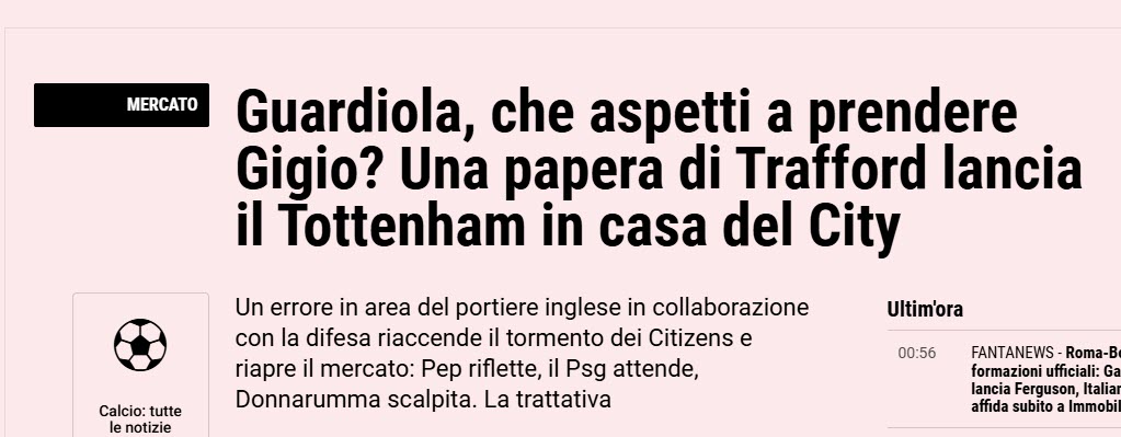 Bài viết trên tờ Gazzetta dello Sport thúc giục Guardiola đón Donnarumma về Man City