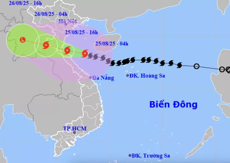 Dự báo vùng ảnh hưởng của bão số 5.