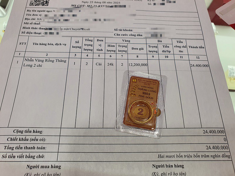 Bảo Tín Minh Châu hôm nay bán cho mỗi người tối đa 2 chỉ vàng nhẫn.