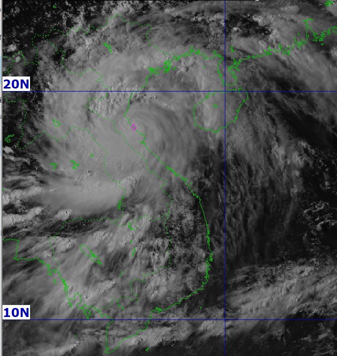 Hình ảnh cập nhật vị trí bão số 5 lúc 16h ngày 25/8. Ảnh: Fanpage Facebook của Trung tâm Dự báo khí tượng thủy văn quốc gia Việt Nam