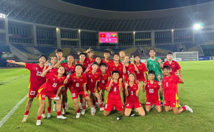 Tuyển nữ U-16 Việt Nam ghi tên mình vào bán kết giải Đông Nam Á. Ảnh: VFF