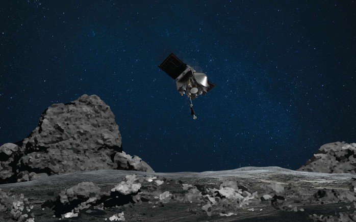 Bề mặt Bennu và tàu vũ trụ OSIRIS-REx - Ảnh đồ họa: NASA