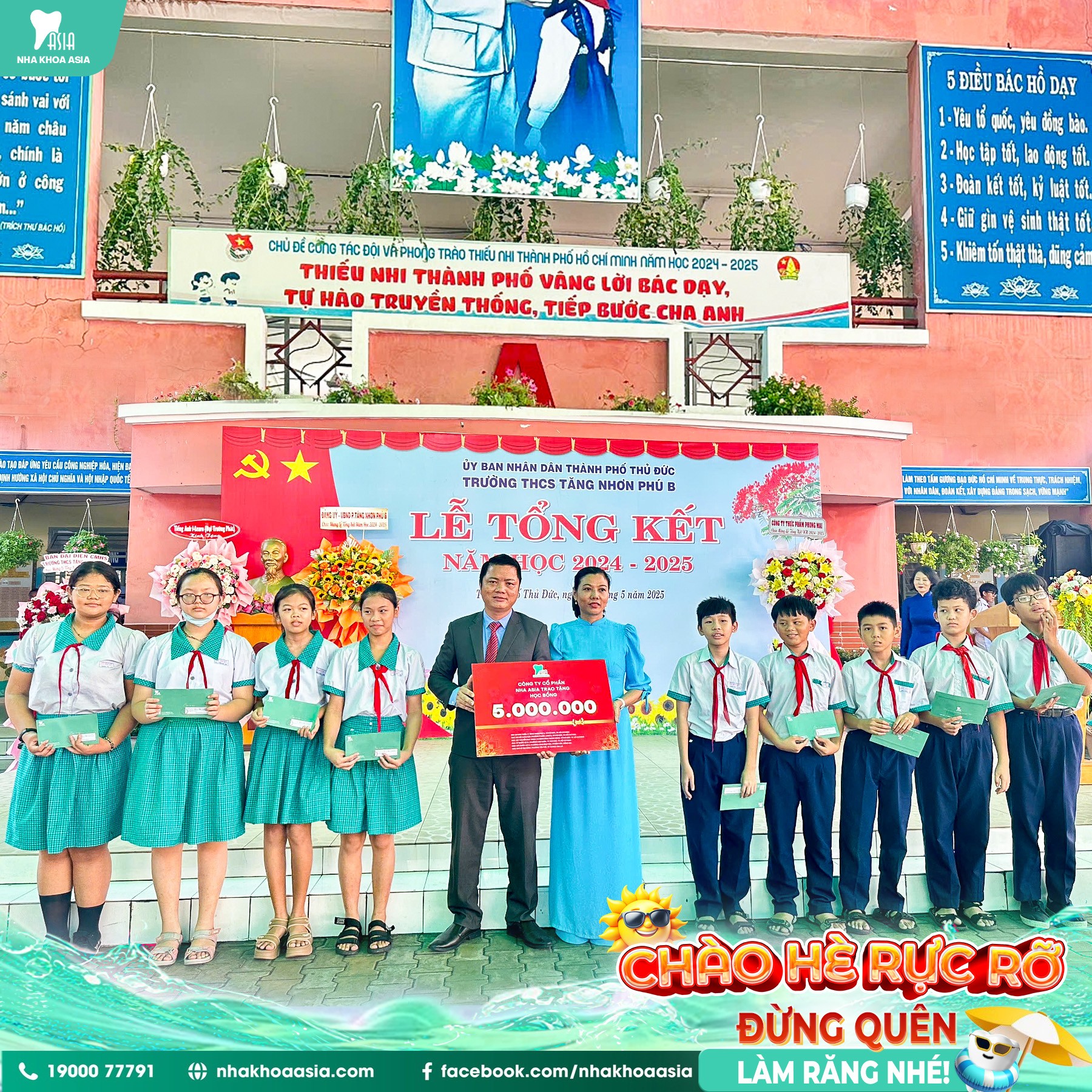Nha khoa Asia trao học bổng cho các em học sinh trường THCS Tăng Nhơn Phú B, Thủ Đức