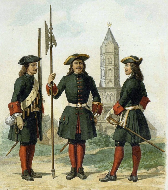 Hình ảnh của các thành viên trung đoàn Preobrazhensky thời Pyotr Đại đế. Ảnh: militaryarms.ru