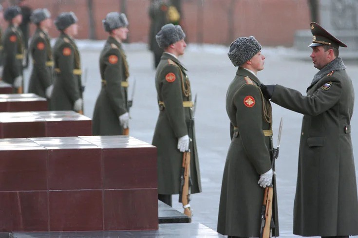 Trung đoàn Cận vệ Độc lập số 154 mang tên trung đoàn&nbsp;Preobrazhensky từ 2013. Ảnh: Kommersant