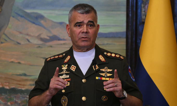 Bộ trưởng Quốc phòng Venezuela Vladimir Padrino Lopez tại Caracas tháng 5/2023. Ảnh: AFP