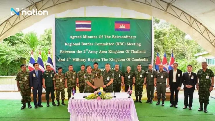 Cuộc họp đặc biệt của Ủy ban Biên giới Khu vực (RBC) Thái Lan-Campuchia hôm 27-8. Ảnh: THE NATION