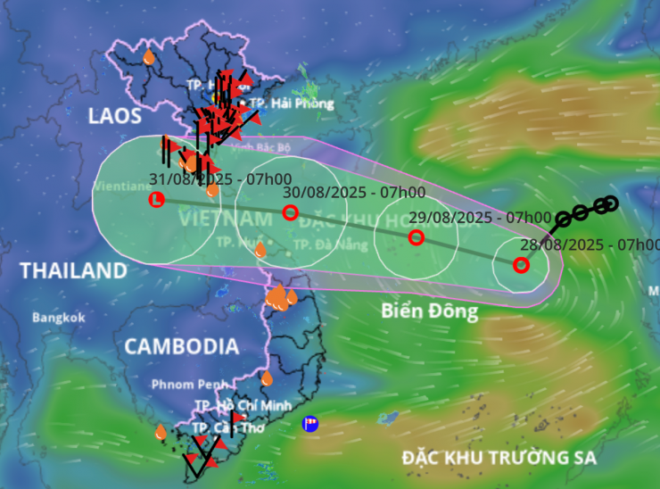Dự báo đường đi của áp thấp nhiệt đới.