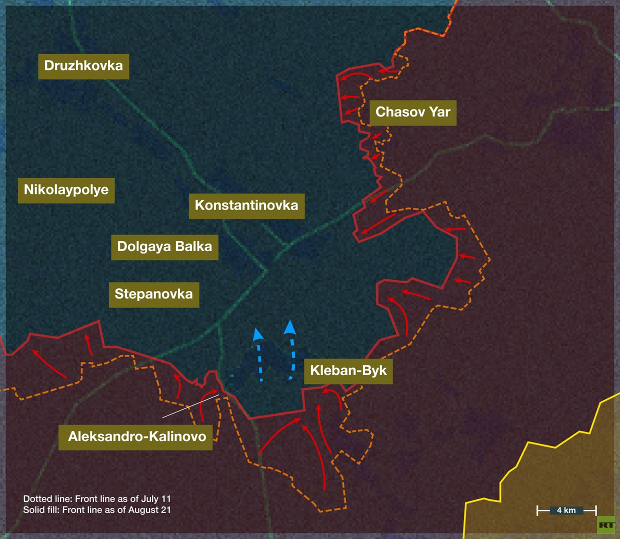 Tình hình giao tranh ở mặt trận thành phố Kostyantynivka. Ảnh: RT.