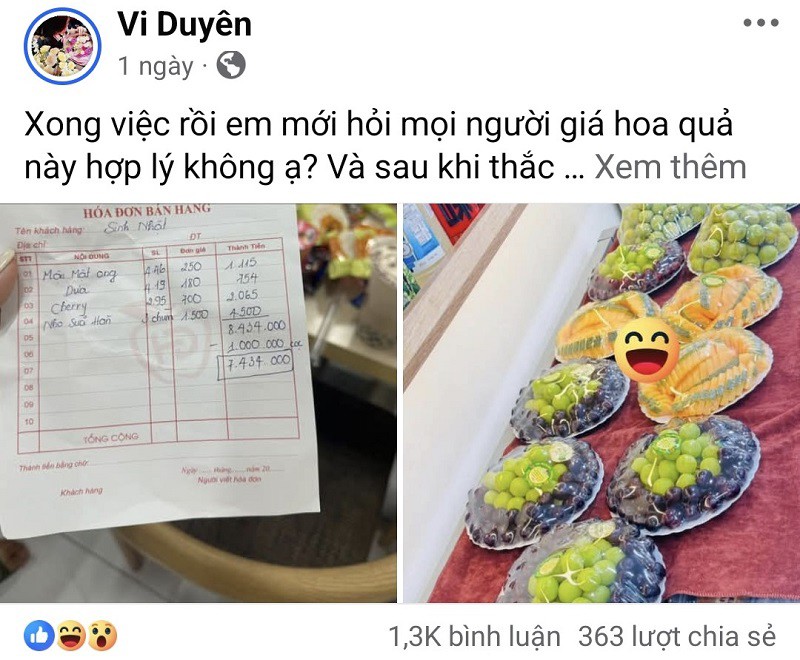 Bài viết của chị Duyên thu hút hàng nghìn lượt quan tâm, bình luận và chia sẻ trên mạng xã hội. (Ảnh chụp màn hình).