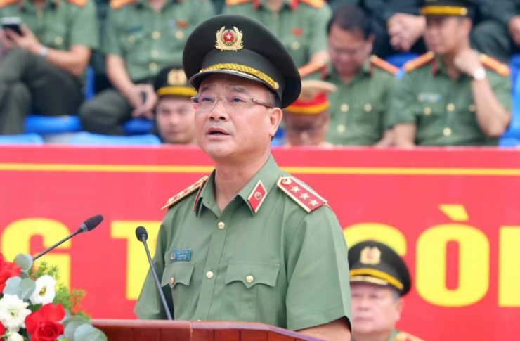 Thượng tướng Phạm Thế Tùng, Thứ trưởng Bộ Công an phát biểu tại buổi lễ. Ảnh: Phú Kiên.