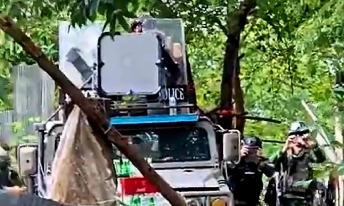 Hệ thống LRAD được quân đội Thái Lan triển khai ở biên giới với Campuchia hôm 26/8. Ảnh: Nation