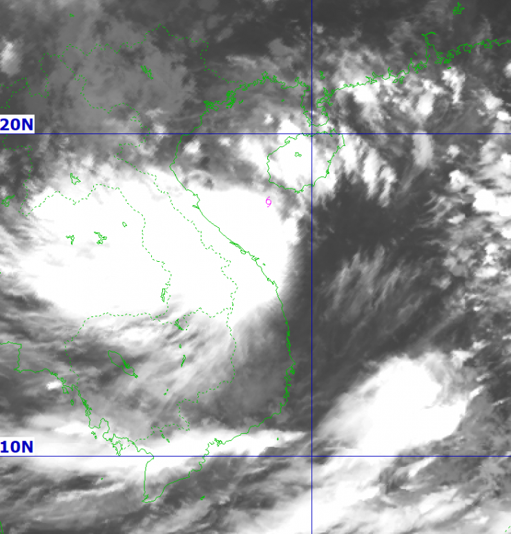 Ảnh vệ tinh vị trí tâm bão. Nguồn: NCHMF