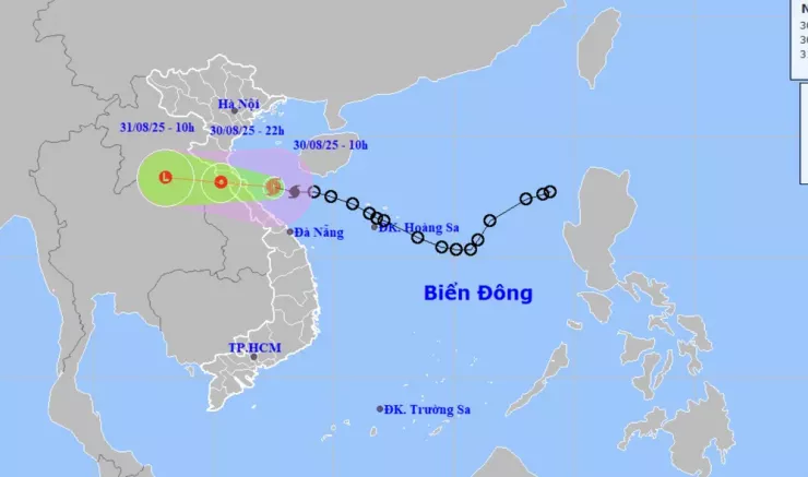 Dự báo vùng ảnh hưởng của bão số 6.